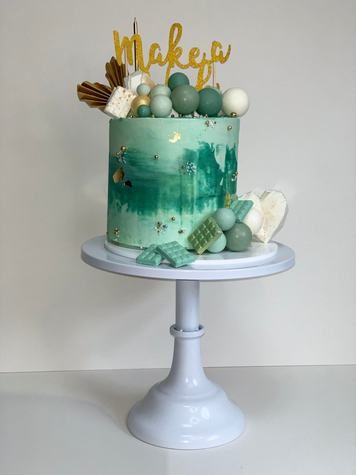 6 Inch Custom Celebration Cake, Topped With 24k Gold Flakes, Toppers And Extras (Make A Wish)