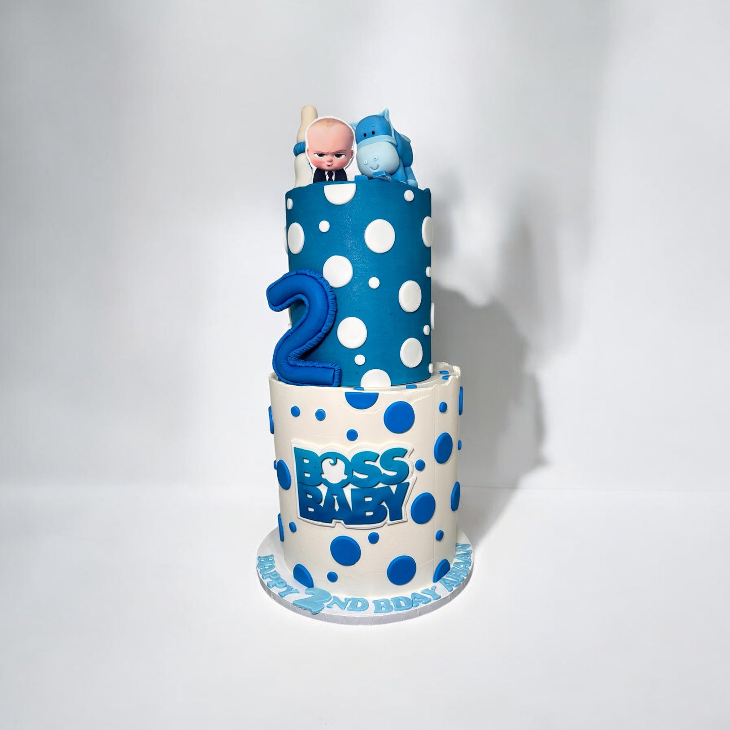2 tier tall boss baby cake