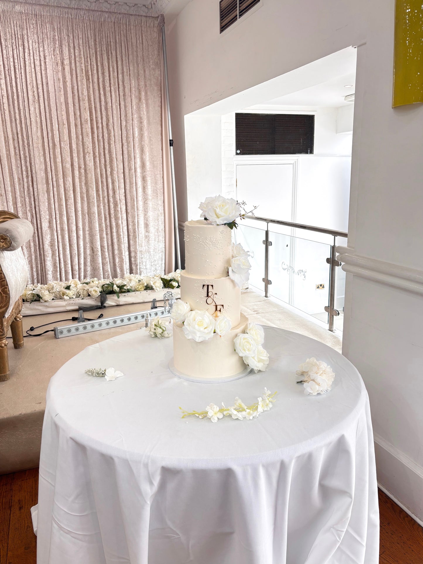 3 tier wedding all white