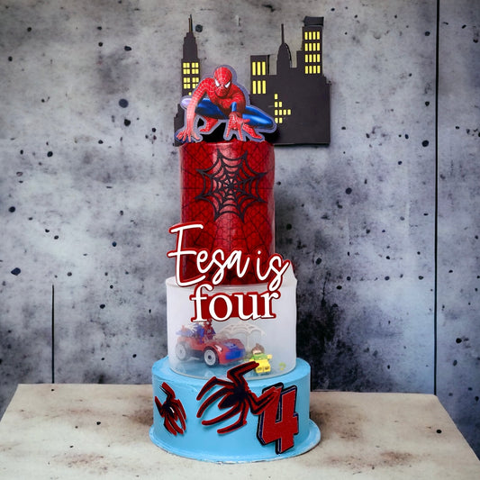 3 tier custom spider man cake