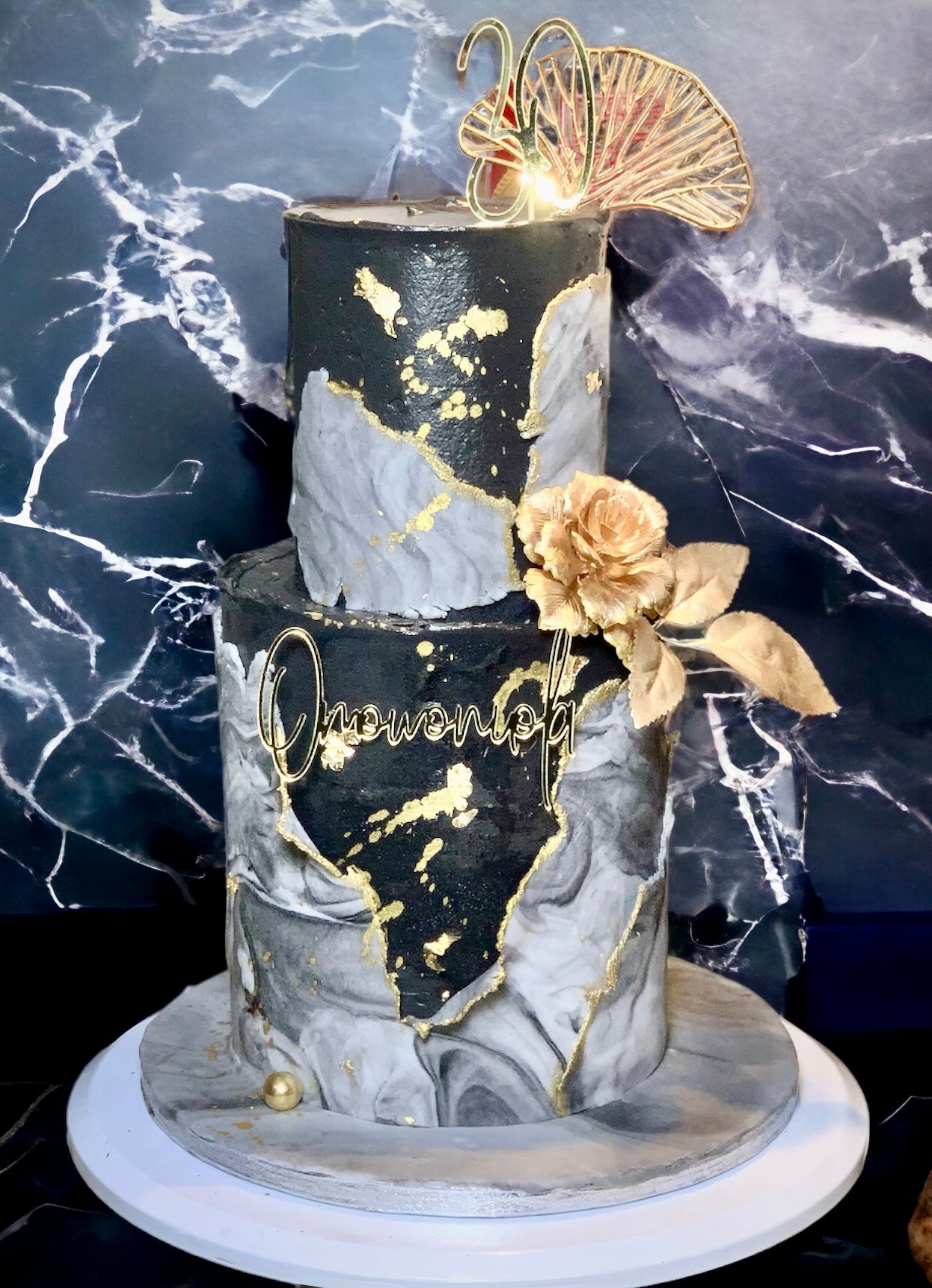 49 Cute Cake Ideas For Your Next Celebration : Black cake with marble